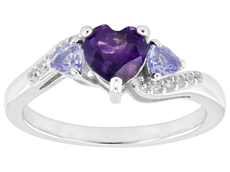 Purple Amethyst Rhodium Over Sterling Silver Ring 0.83ctw - STK797