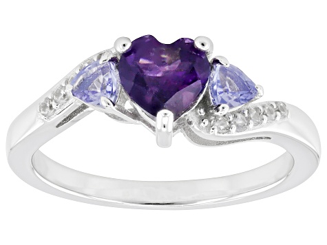 Purple Amethyst Rhodium Over Sterling Silver Ring 0.83ctw