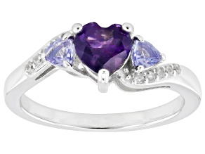 Purple Amethyst Rhodium Over Sterling Silver Ring 0.83ctw