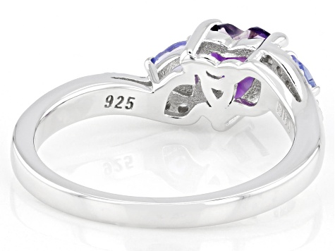 Purple Amethyst Rhodium Over Sterling Silver Ring 0.83ctw