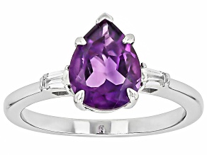 Purple Amethyst Rhodium Over Silver Ring 1.98ctw