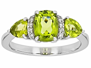 Green Peridot Rhodium Over Sterling Silver Ring 2.03ctw