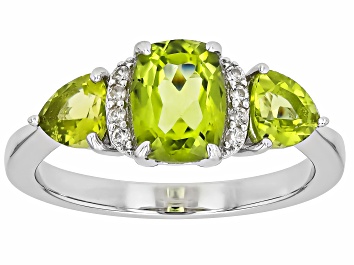 Picture of Green Peridot Rhodium Over Sterling Silver Ring 2.03ctw