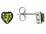Green Peridot Rhodium Over Sterling Silver Stud Earrings 0.91ctw