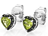 Green Peridot Rhodium Over Sterling Silver Stud Earrings 0.91ctw
