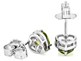 Green Peridot Rhodium Over Sterling Silver Stud Earrings 0.91ctw