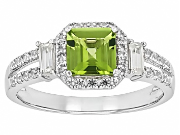 Picture of Green Peridot Rhodium Over Sterling Silver Ring 1.63ctw