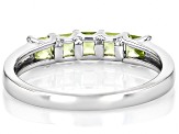 Green Peridot Rhodium Over Sterling Silver Band Ring 0.68ctw