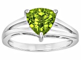 Green Peridot Rhodium Over Sterling Silver Solitaire Ring 1.64ct