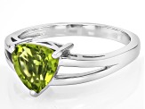 Green Peridot Rhodium Over Sterling Silver Solitaire Ring 1.64ct