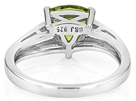 Green Peridot Rhodium Over Sterling Silver Solitaire Ring 1.64ct