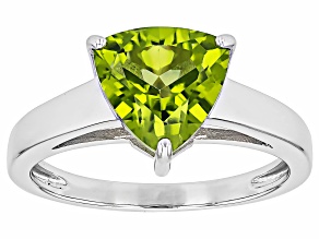 Green Peridot Rhodium Over Sterling Silver Solitaire Ring 2.01ct