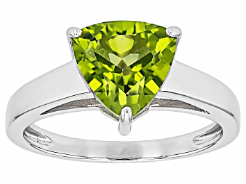 Picture of Green Peridot Rhodium Over Sterling Silver Solitaire Ring 2.01ct