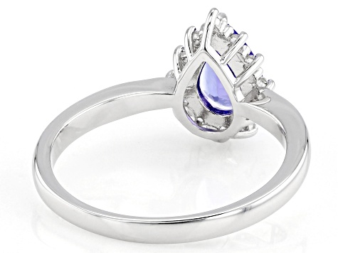 Blue Tanzanite Rhodium Over Sterling Silver Ring 0.77ctw