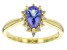 Blue Tanzanite 18k Yellow Gold Over Sterling Silver Ring 0.77ctw