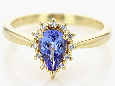 Blue Tanzanite 18k Yellow Gold Over Sterling Silver Ring 0.77ctw