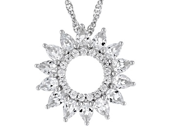 Picture of White Topaz Rhodium Over Sterling Silver Pendant with Chain 2.55ctw