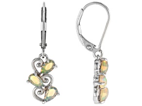 Honey Color Ethiopian Opal Rhodium Over Sterling Silver Earrings 0.71ctw