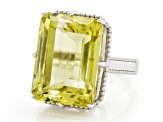 Canary Quartz Rhodium Over Sterling Silver Ring 22.19ct