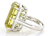 Canary Quartz Rhodium Over Sterling Silver Ring 22.19ct