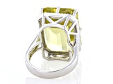 Canary Quartz Rhodium Over Sterling Silver Ring 22.19ct