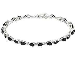 Black Spinel With White Zircon Rhodium Over Sterling Silver Bracelet 5.36ctw