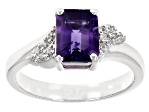 Purple African Amethyst Rhodium Over Sterling Silver Ring 1.58ctw