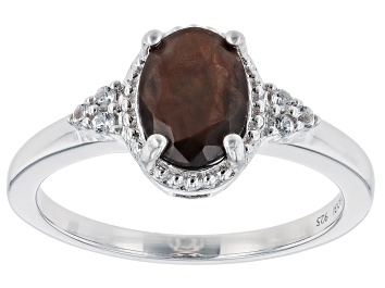 Picture of Golden Sheen Sapphire Rhodium Over Sterling Silver Ring 1.73ctw