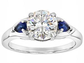 White Lab Created Strontium Titanate Rhodium Over Sterling Silver Ring 2.82ctw