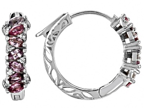 Multi Color Spinel Rhodium Over Sterling Silver Hoop Earrings