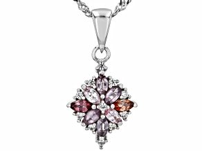 Multi-Color Spinel Rhodium Over Sterling Silver Pendant With Chain 0.64ctw