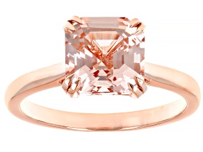 Asscher Cut Morganite 14k Rose Gold Ring 2.36ct