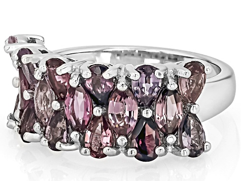 Multi-Color Multi Spinel Rhodium Over Sterling Silver Band Ring 3.38ctw