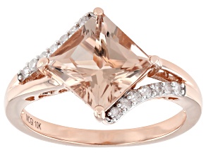 Morganite With White Diamond 10k Rose Gold Ring 2.20ctw