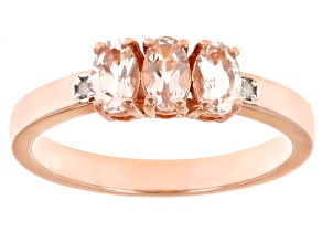 Morganite With White Diamond 18k Rose Gold Over Sterling Silver Ring 0.47ctw