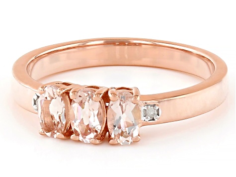 Morganite With White Diamond 18k Rose Gold Over Sterling Silver Ring 0.47ctw