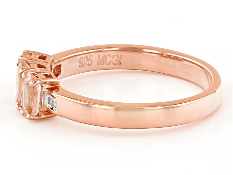 Morganite With White Diamond 18k Rose Gold Over Sterling Silver Ring 0.47ctw