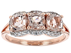Peach Morganite With White Zircon 18k Rose Gold Over Sterling Silver Ring 1.59ctw
