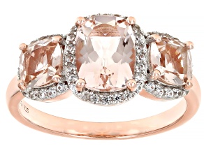 Morganite With White Zircon 18k Rose Gold Over Sterling Silver Ring 2.41ctw