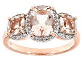 Morganite With White Zircon 18k Rose Gold Over Sterling Silver Ring 2.41ctw