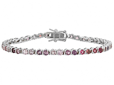 Multi-Color Spinel Rhodium Over Sterling Silver Tennis Bracelet 4.97ctw