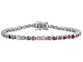 Multi-Color Spinel Rhodium Over Sterling Silver Tennis Bracelet 4.97ctw