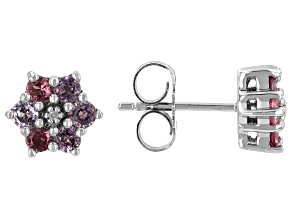 Multi-Color Spinel Rhodium Over Sterling Silver Stud Earrings 0.83ctw