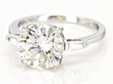 Strontium Titanate And White Zircon Rhodium Over Silver Ring 4.94ctw