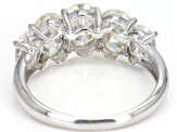 Strontium Titanate rhodium over sterling silver 5 stone ring 4.79ctw.