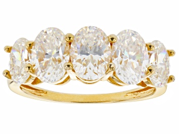 Picture of Strontium Titanate 18k yellow gold over sterling silver 5 stone ring 4.79ctw.