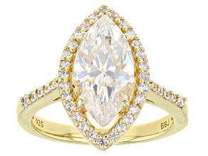 Strontium Titanate with white zircon 18k yellow gold over silver ring. 3.86ctw.