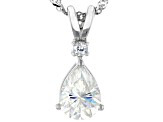 Strontium Titanate And White Zircon Rhodium Over Sterling Silver Pendant With Chain 2.05ctw