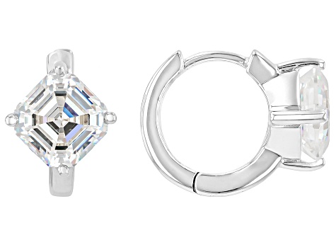 Strontium Titanate rhodium over sterling silver earrings 4.80ctw.