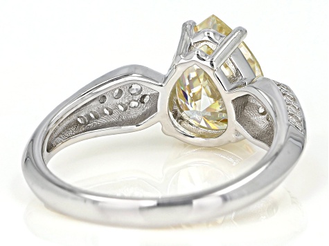 Candlelight Strontium Titanate and white zircon rhodium over sterling silver ring 3.35ctw